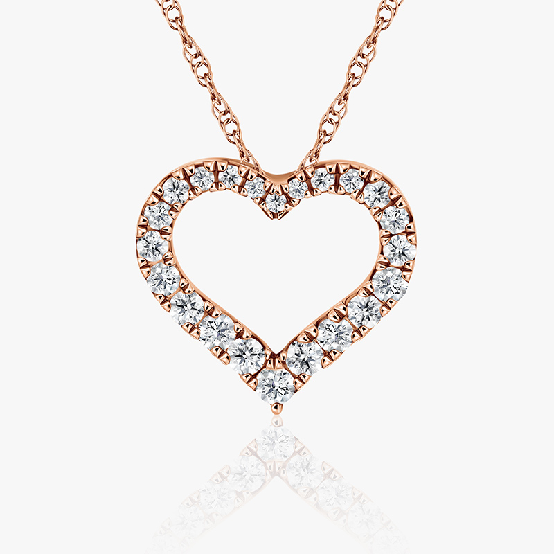 Rose Gold-Finished Heart Necklace (3/5 ctw)